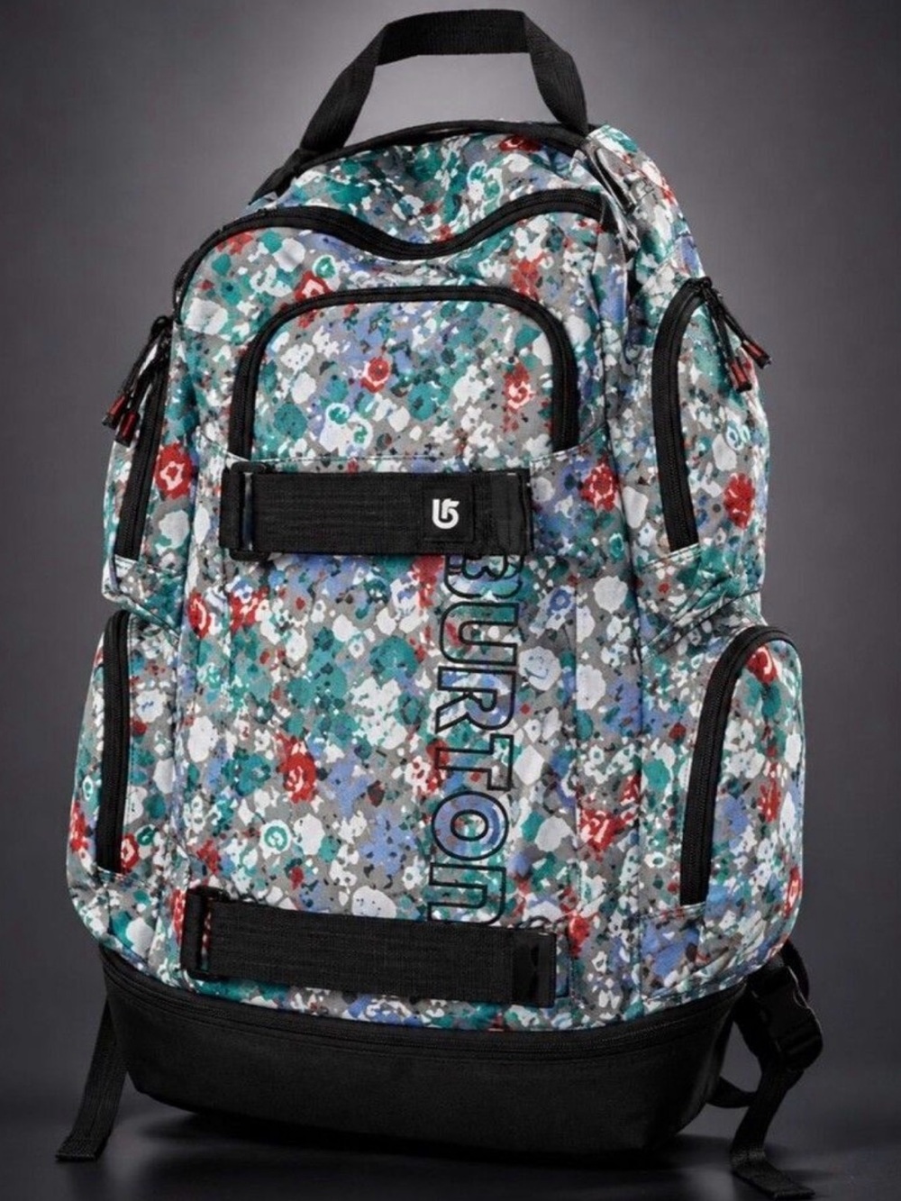 Burton Distortion 29L Backpack Floral Chambray School Skate Snowboarding EUC